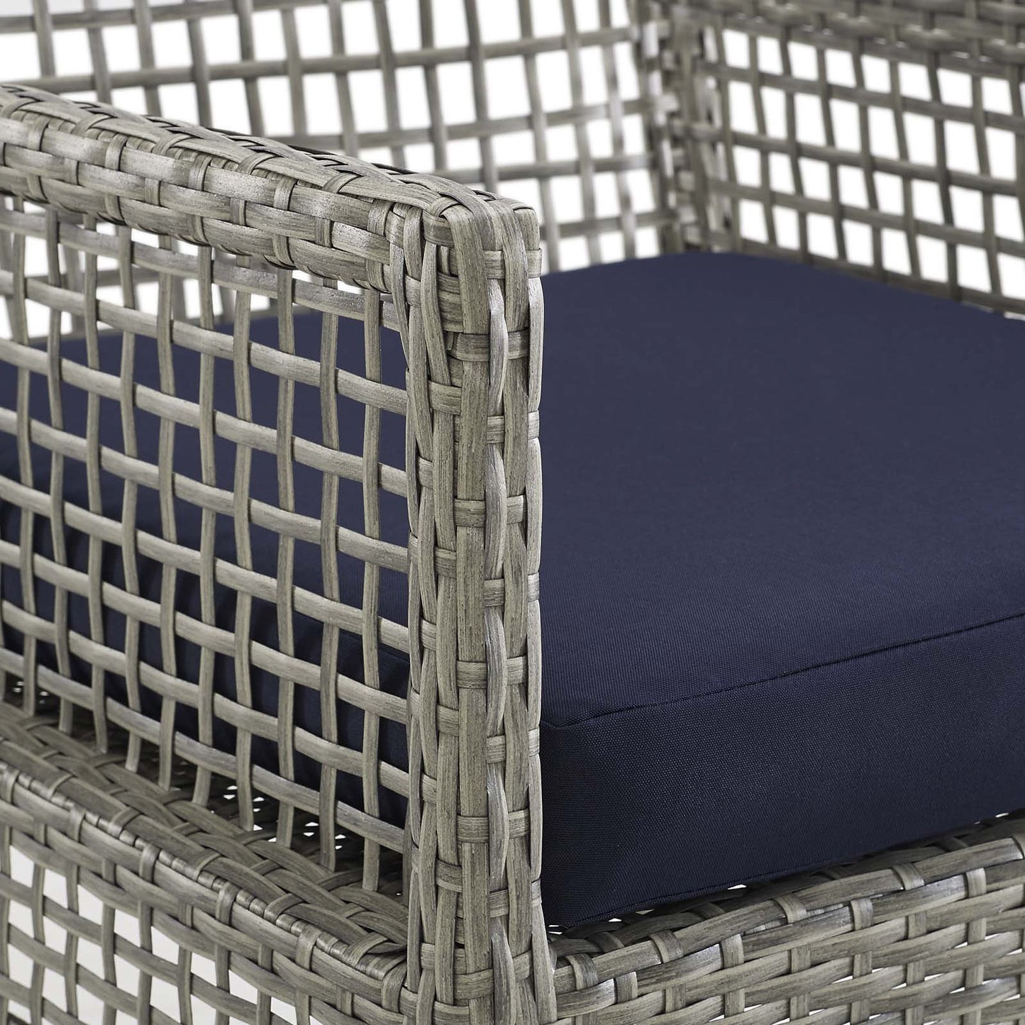 Aura 7 Piece Outdoor Patio Wicker Rattan Set Gray Navy EEI-3560-GRY-NAV-SET