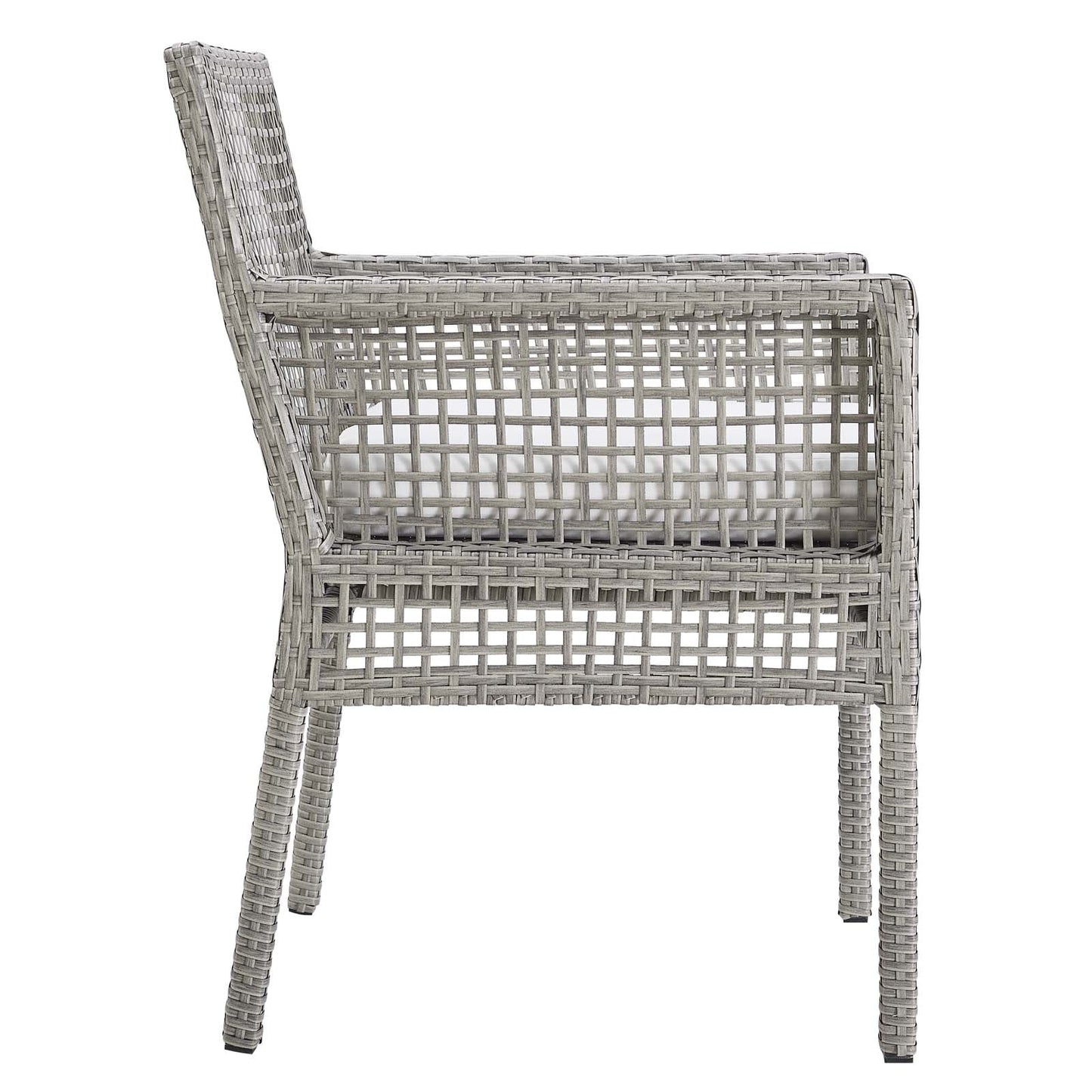 Aura 7 Piece Outdoor Patio Wicker Rattan Set Gray White EEI-3560-GRY-WHI-SET