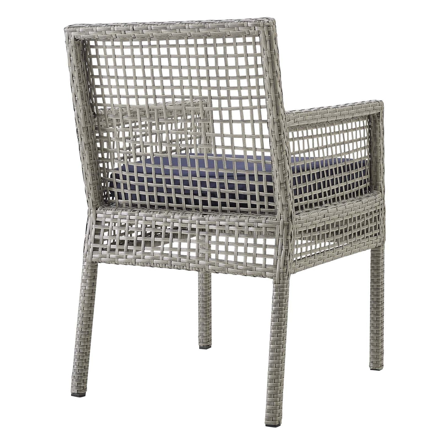 Aura Dining Armchair Outdoor Patio Wicker Rattan Set of 2 Gray Navy EEI-3561-GRY-NAV