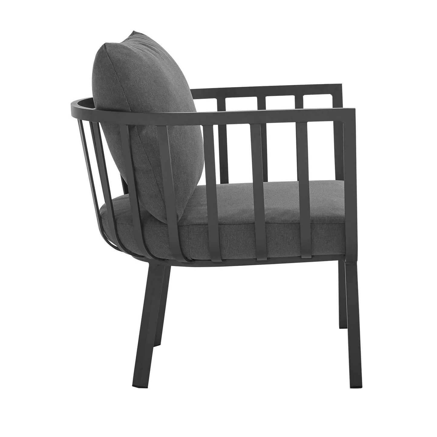 Riverside Outdoor Patio Aluminum Armchair Gray Charcoal EEI-3566-SLA-CHA