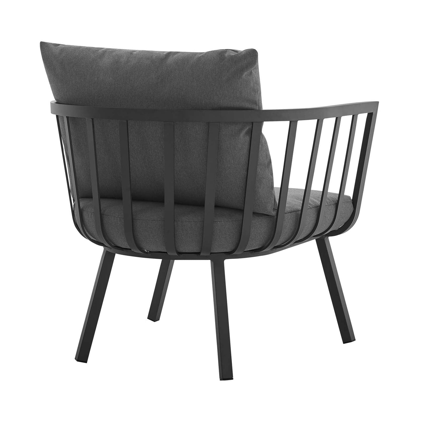 Riverside Outdoor Patio Aluminum Armchair Gray Charcoal EEI-3566-SLA-CHA