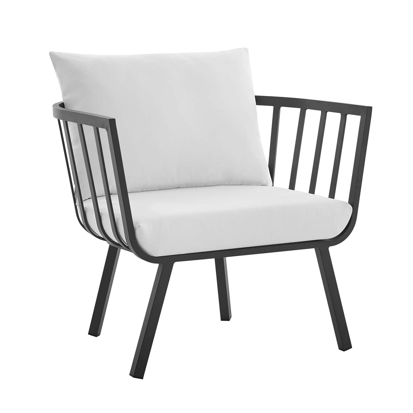 Riverside Outdoor Patio Aluminum Armchair Gray White EEI-3566-SLA-WHI