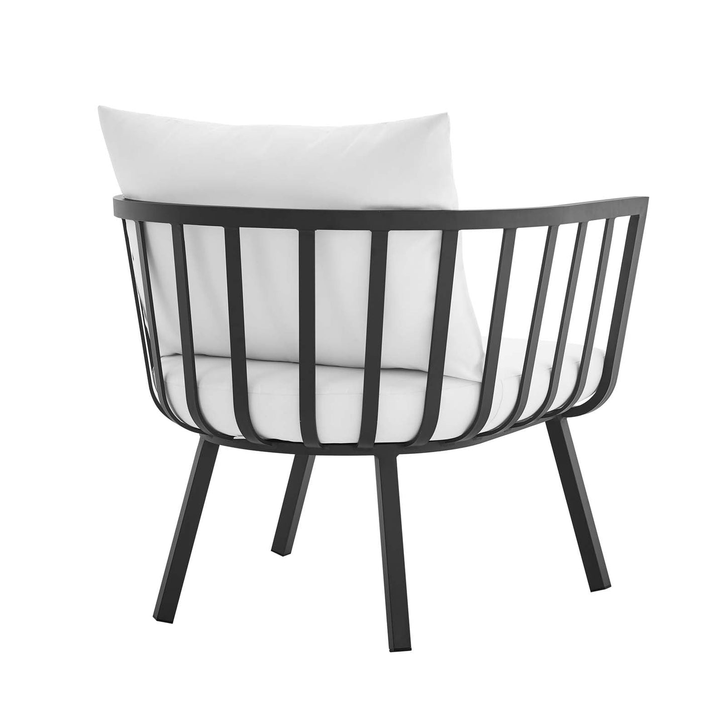 Riverside Outdoor Patio Aluminum Armchair Gray White EEI-3566-SLA-WHI