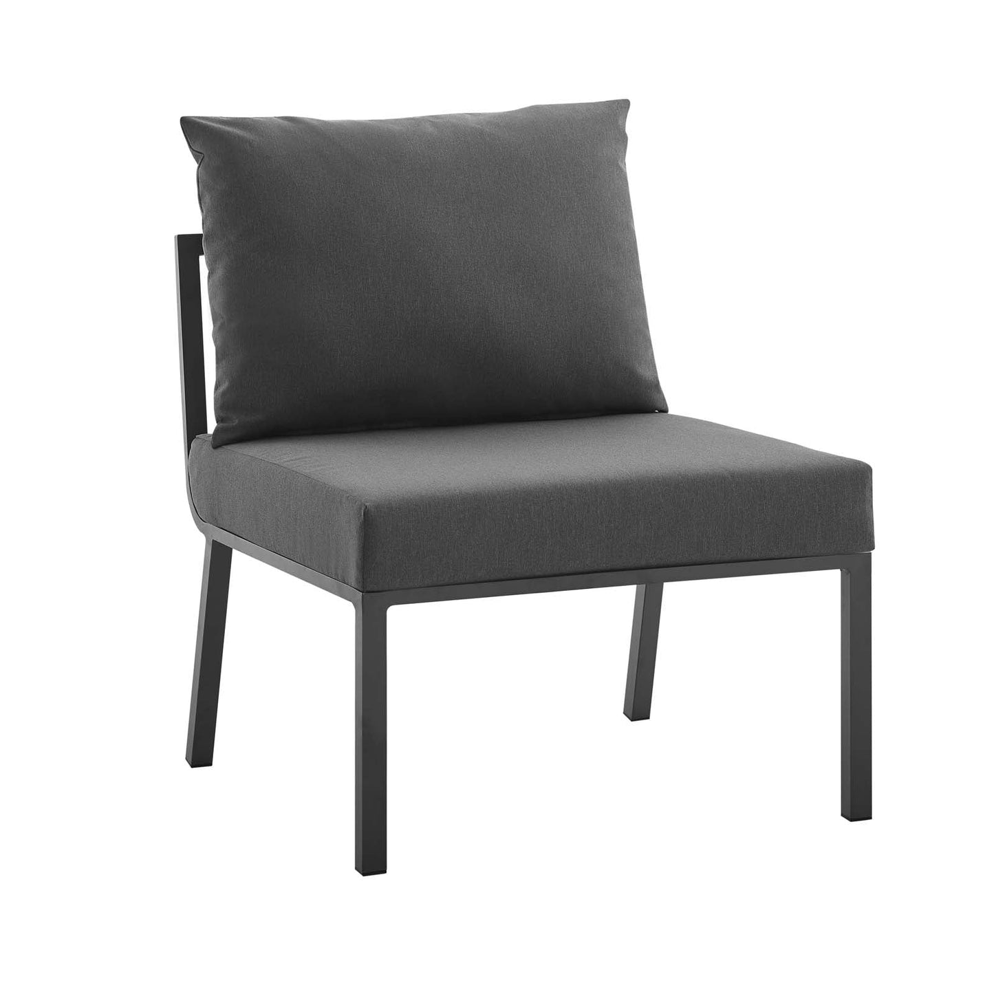 Riverside Outdoor Patio Aluminum Armless Chair Gray Charcoal EEI-3567-SLA-CHA