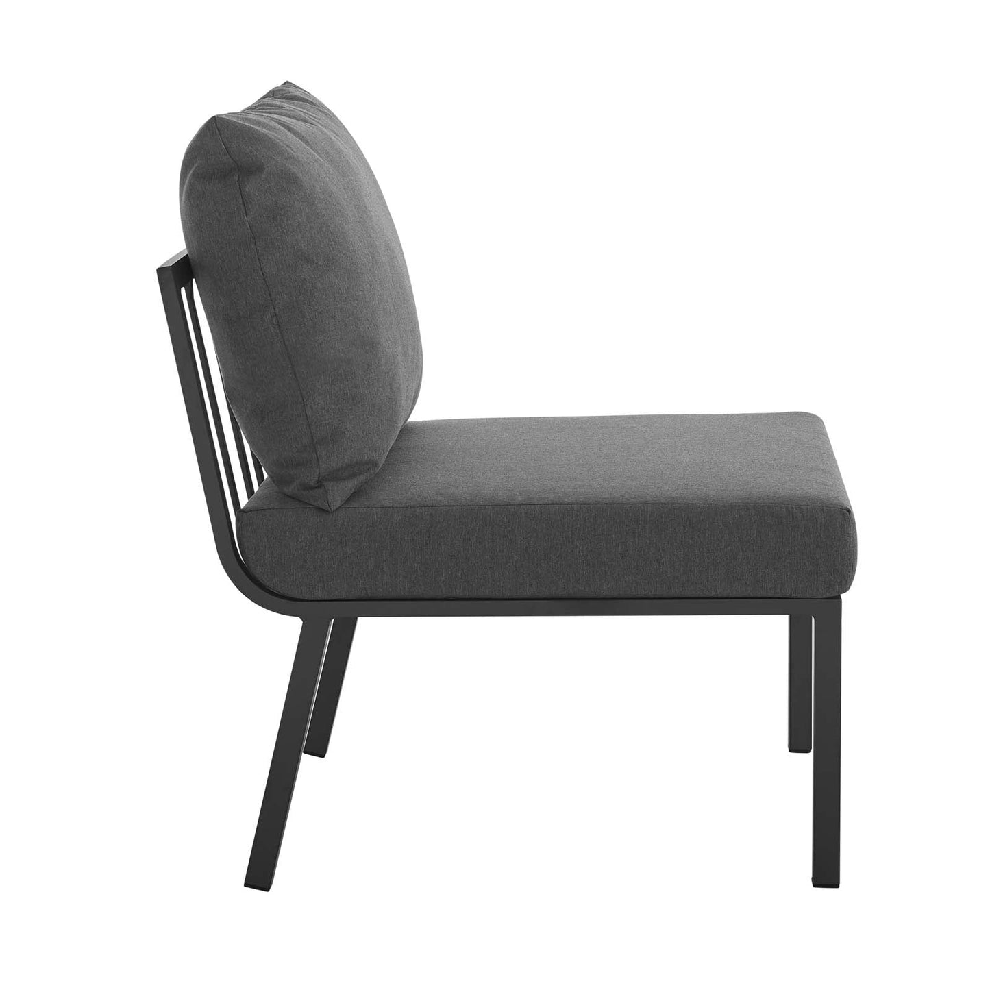 Riverside Outdoor Patio Aluminum Armless Chair Gray Charcoal EEI-3567-SLA-CHA