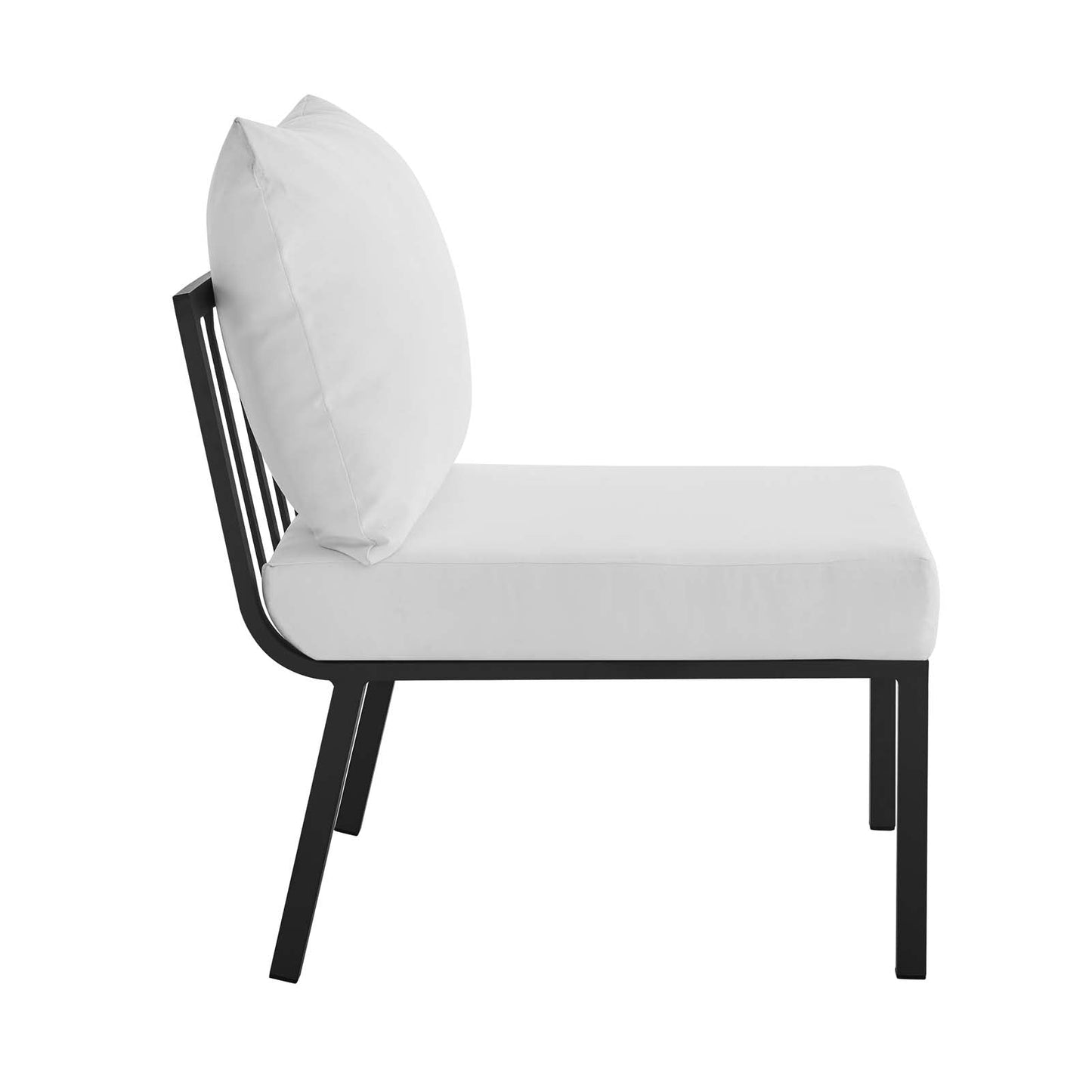 Riverside Outdoor Patio Aluminum Armless Chair Gray White EEI-3567-SLA-WHI