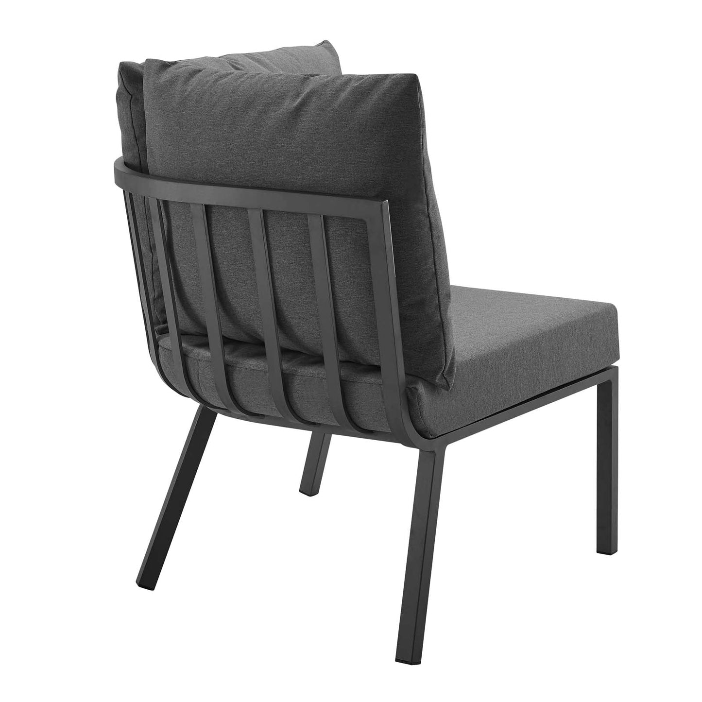 Riverside Outdoor Patio Aluminum Corner Chair Gray Charcoal EEI-3569-SLA-CHA