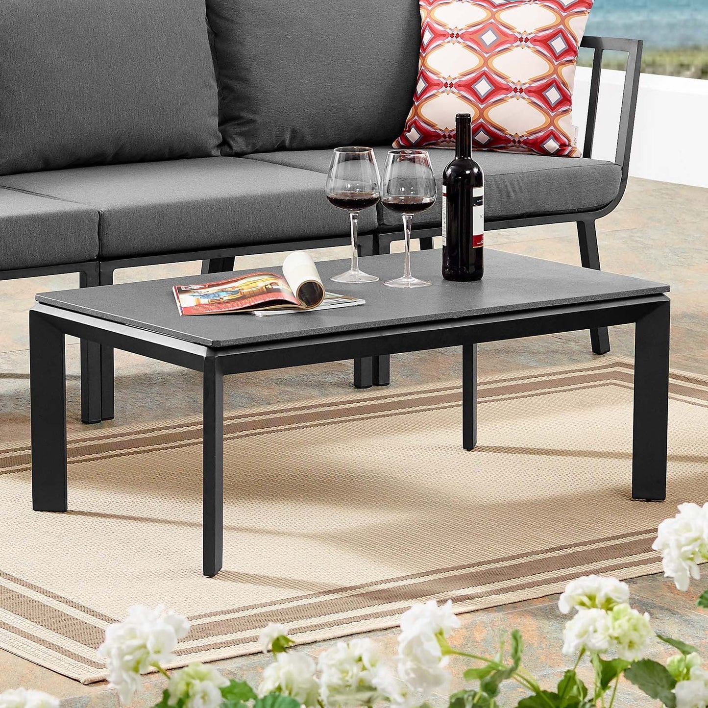 Riverside Aluminum Outdoor Patio Coffee Table Gray EEI-3570-SLA