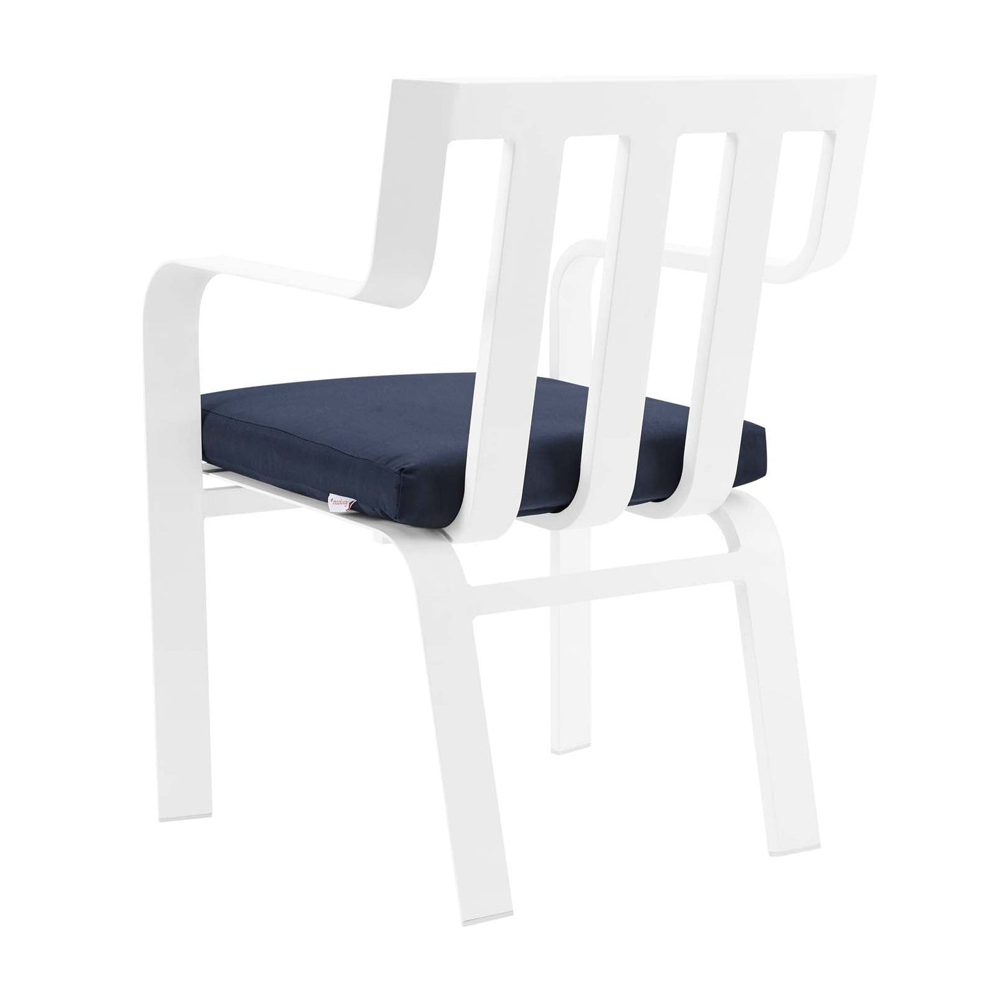 Baxley Stackable Outdoor Patio Aluminum Dining Armchair White Navy EEI-3571-WHI-NAV