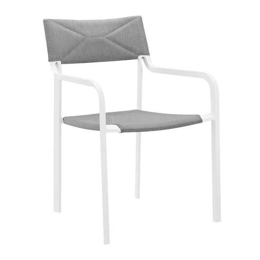 Raleigh Stackable Outdoor Patio Aluminum Dining Armchair White Gray EEI-3573-WHI-GRY