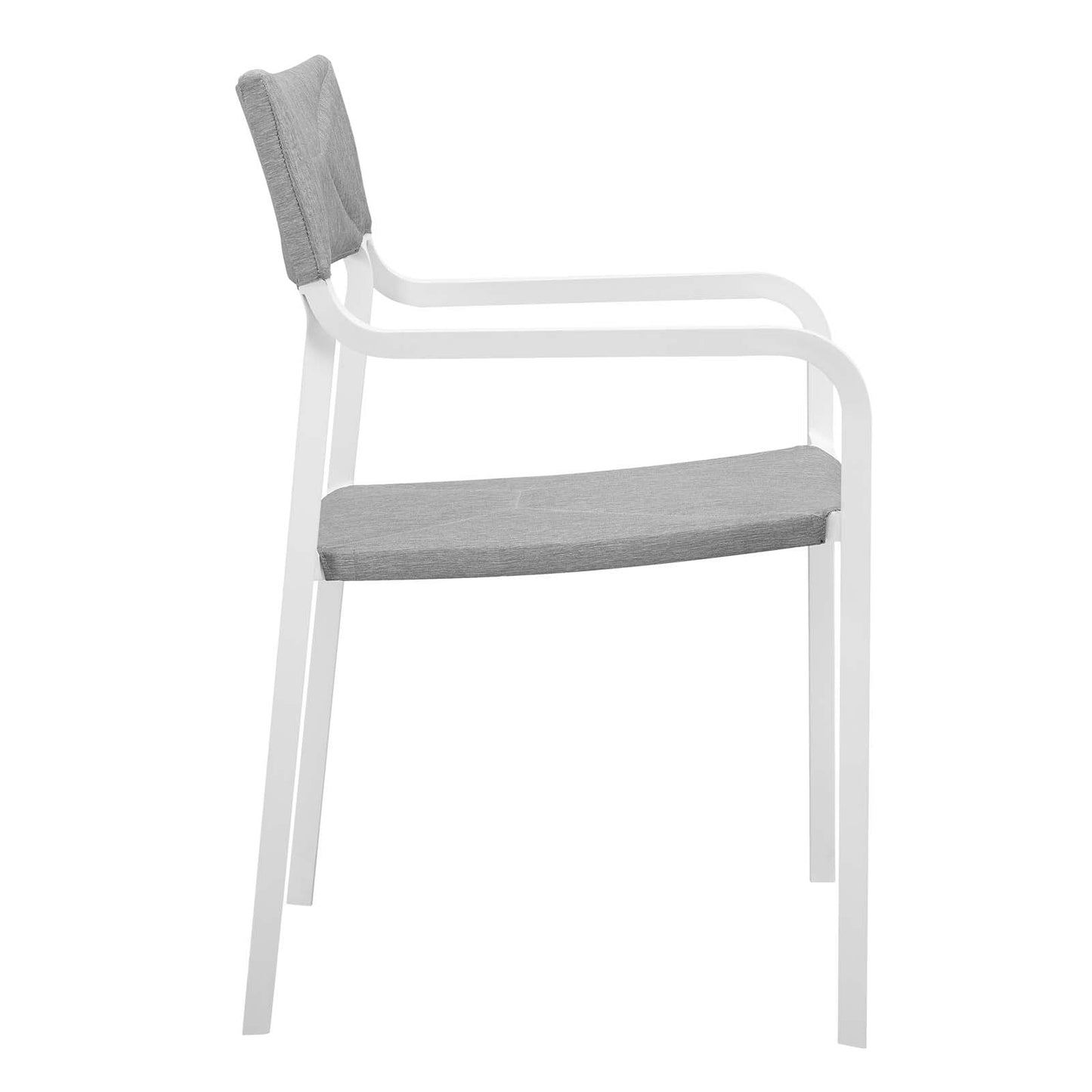 Raleigh Stackable Outdoor Patio Aluminum Dining Armchair White Gray EEI-3573-WHI-GRY