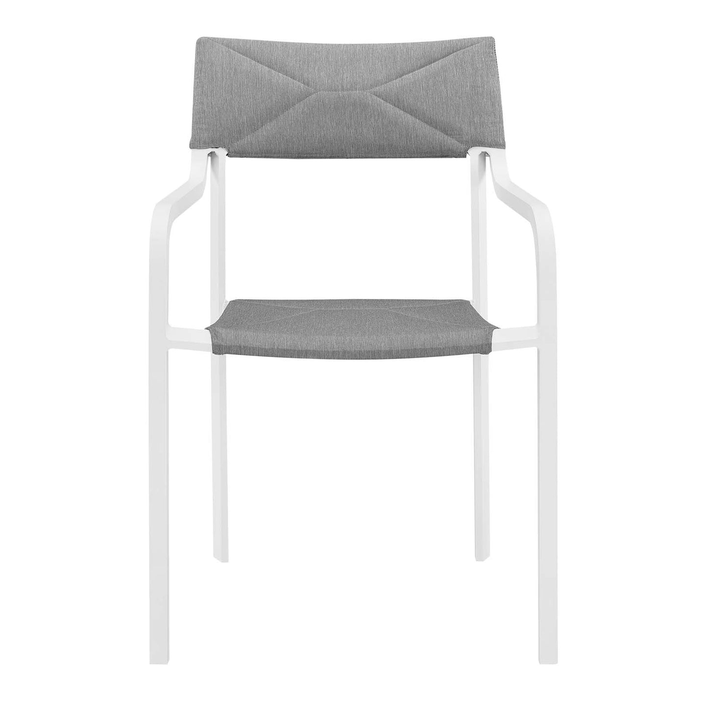 Raleigh Stackable Outdoor Patio Aluminum Dining Armchair White Gray EEI-3573-WHI-GRY