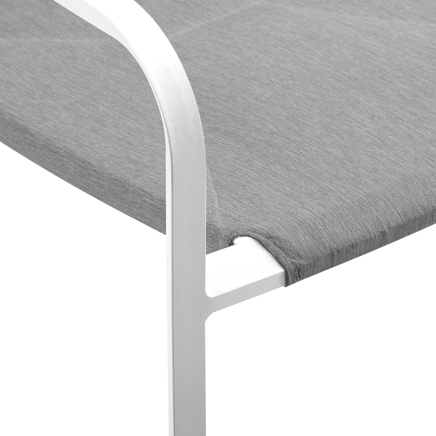 Raleigh Stackable Outdoor Patio Aluminum Dining Armchair White Gray EEI-3573-WHI-GRY