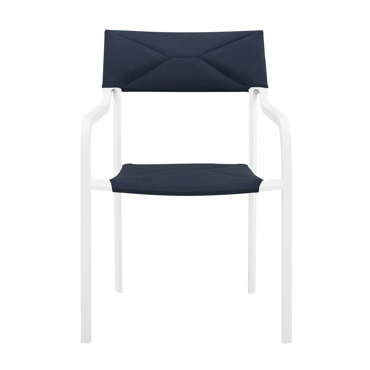 Raleigh Stackable Outdoor Patio Aluminum Dining Armchair White Navy EEI-3573-WHI-NAV