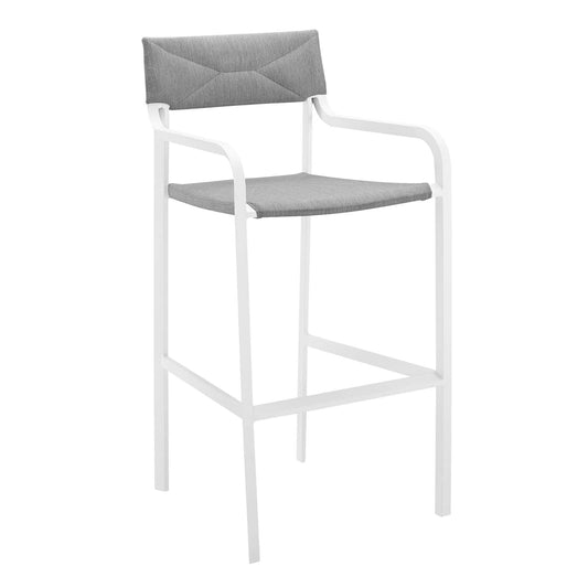 Raleigh Stackable Outdoor Patio Aluminum Bar Stool White Gray EEI-3574-WHI-GRY