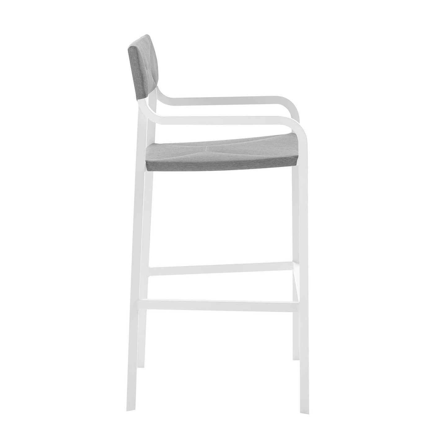 Raleigh Stackable Outdoor Patio Aluminum Bar Stool White Gray EEI-3574-WHI-GRY