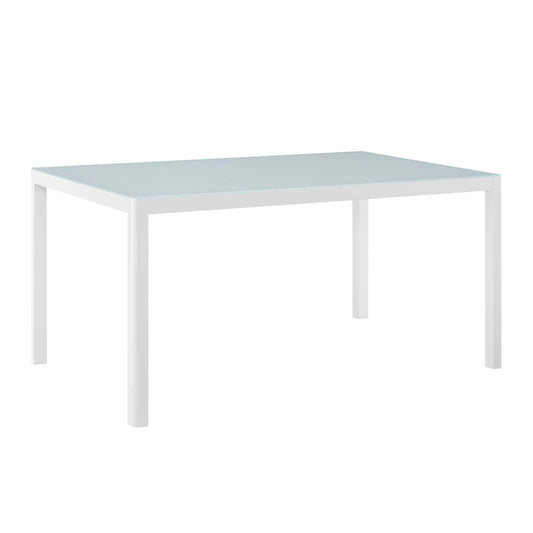 Raleigh 59" Outdoor Patio Aluminum Dining Table White EEI-3576-WHI