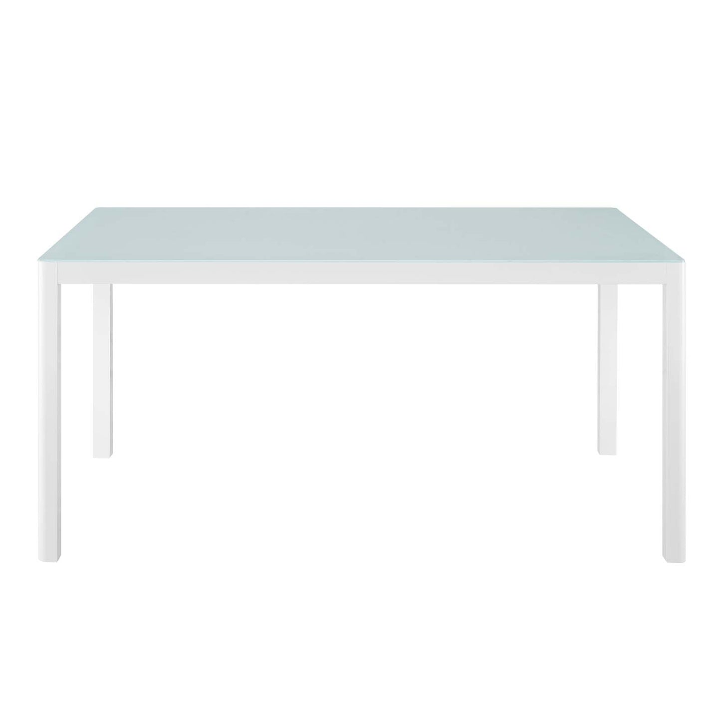 Raleigh 59" Outdoor Patio Aluminum Dining Table White EEI-3576-WHI