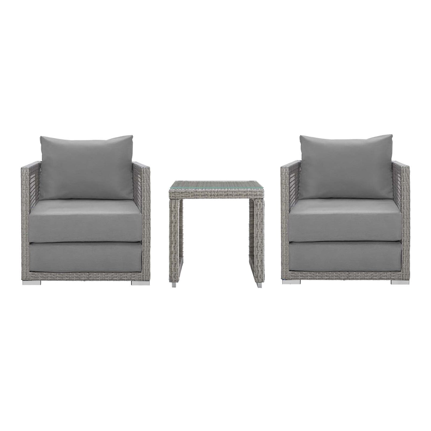 Aura 3 Piece Outdoor Patio Wicker Rattan Set Gray Gray EEI-3595-GRY-GRY-SET