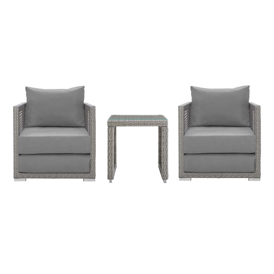 Aura 3 Piece Outdoor Patio Wicker Rattan Set Gray Gray EEI-3595-GRY-GRY-SET