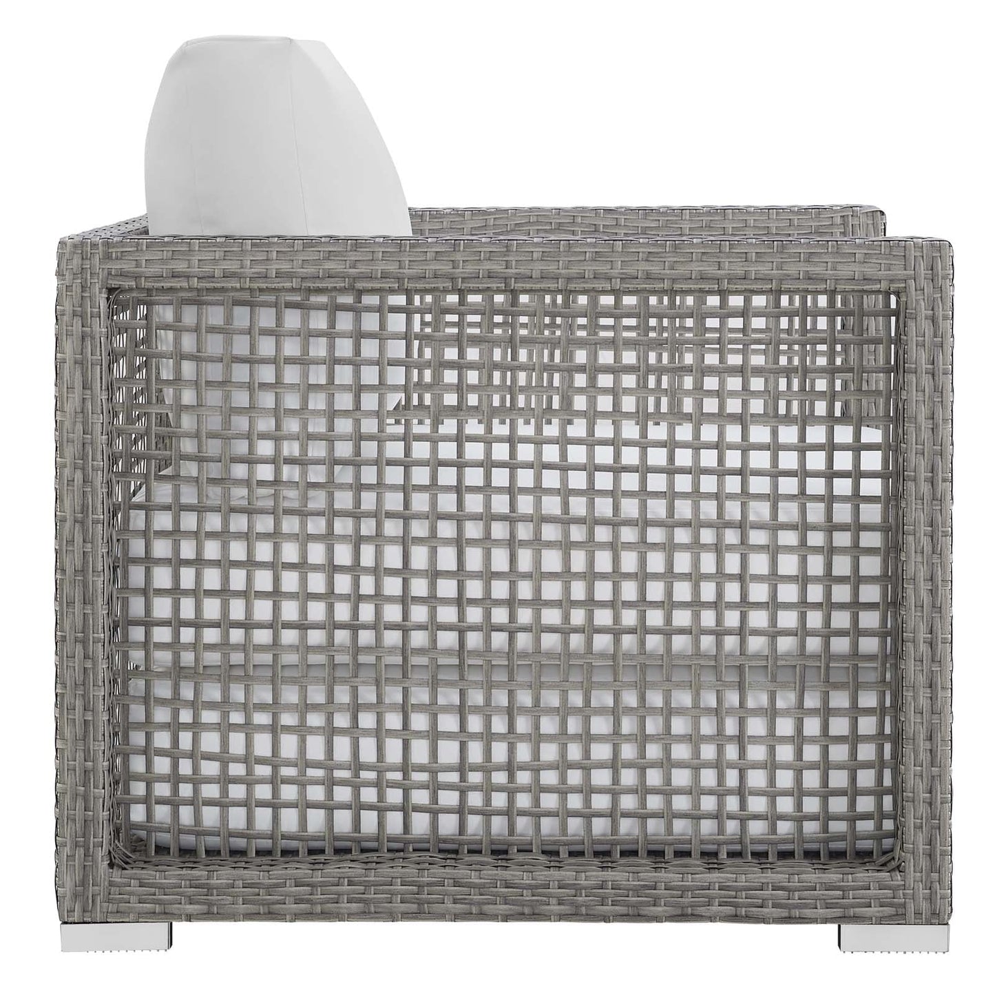 Aura 3 Piece Outdoor Patio Wicker Rattan Set Gray White EEI-3595-GRY-WHI-SET