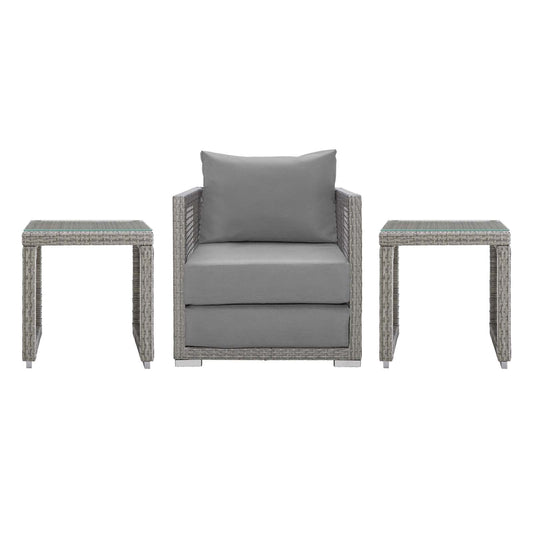 Aura 3 Piece Outdoor Patio Wicker Rattan Set Gray Gray EEI-3597-GRY-GRY-SET