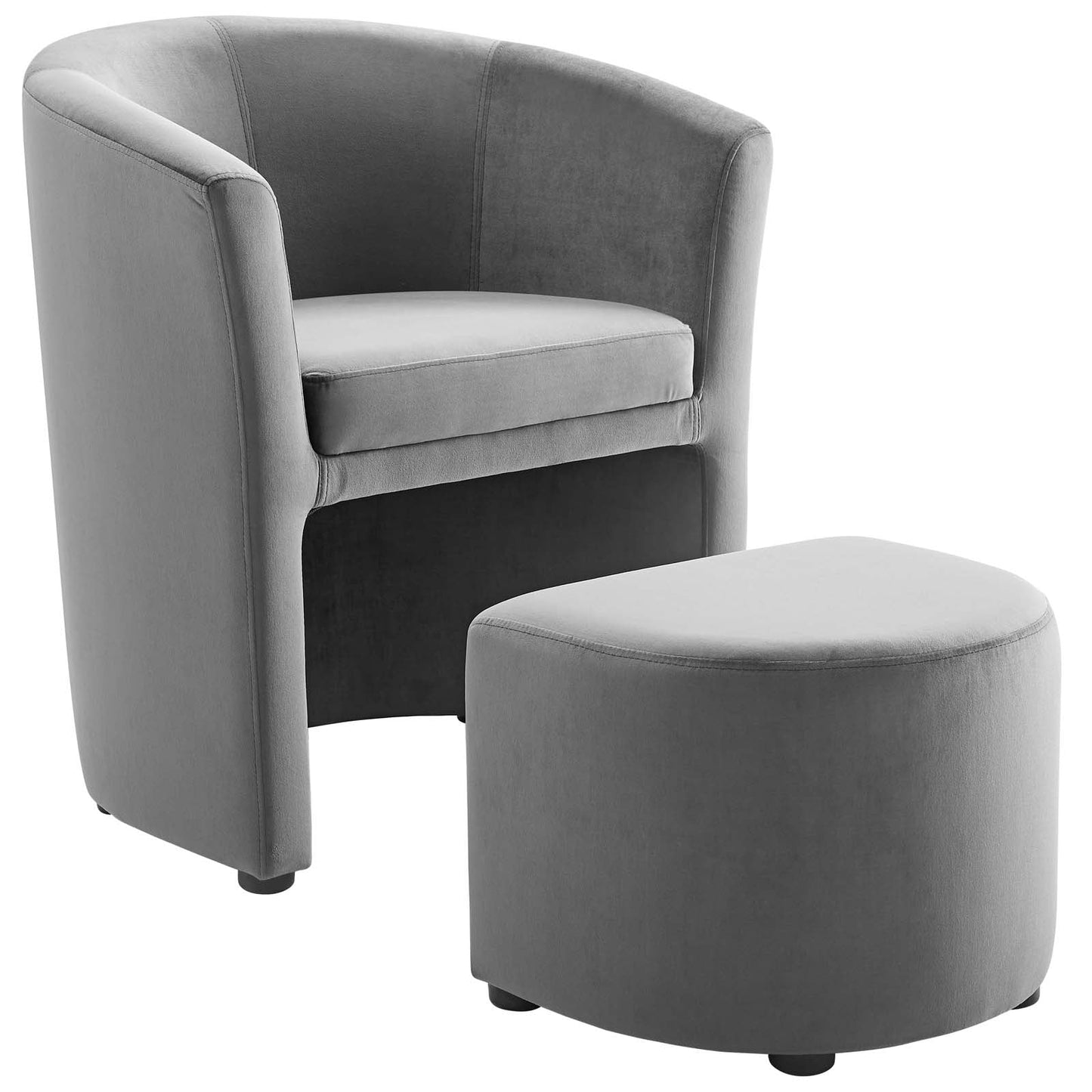 Divulge Performance Velvet Arm Chair and Ottoman Set Gray EEI-3607-GRY