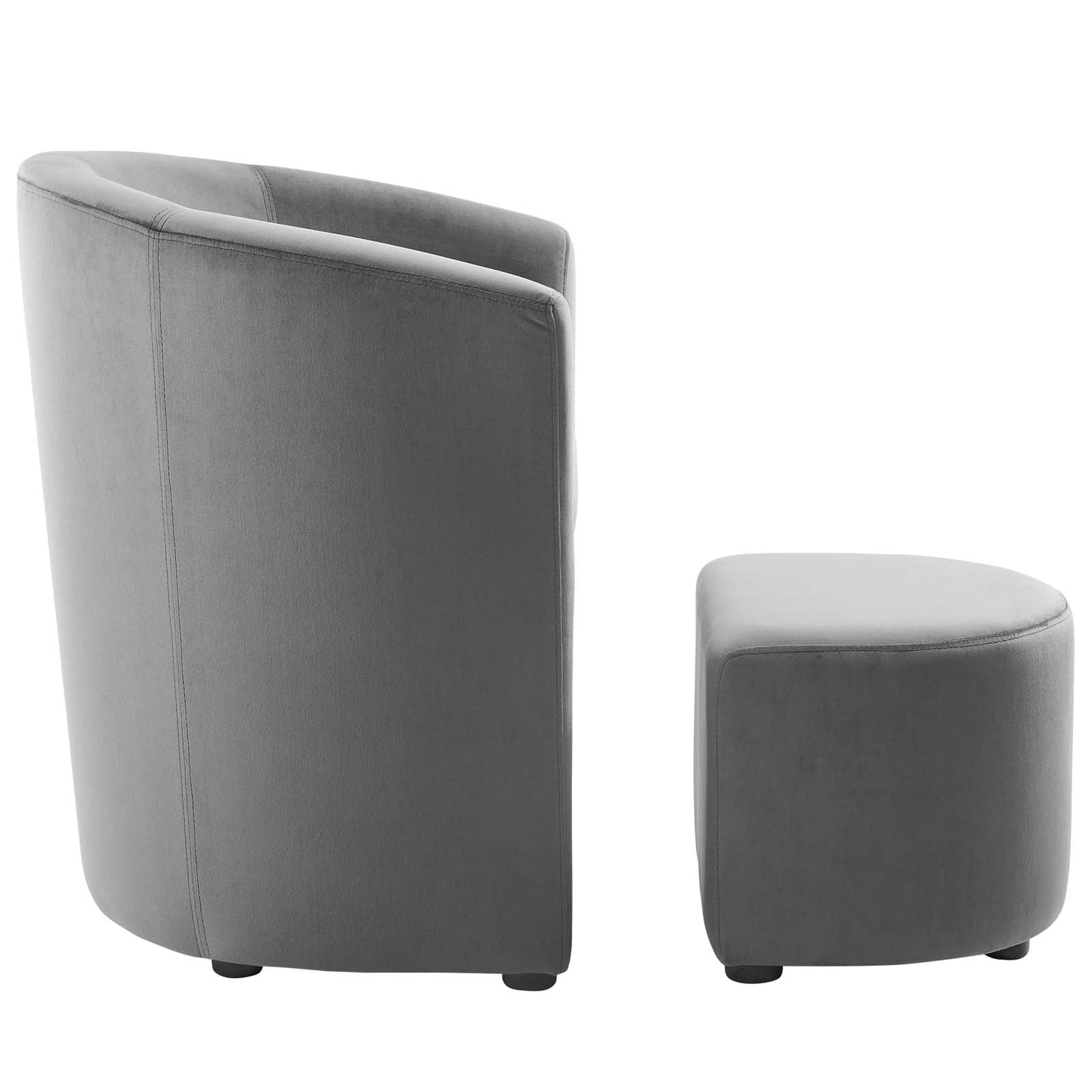 Divulge Performance Velvet Arm Chair and Ottoman Set Gray EEI-3607-GRY