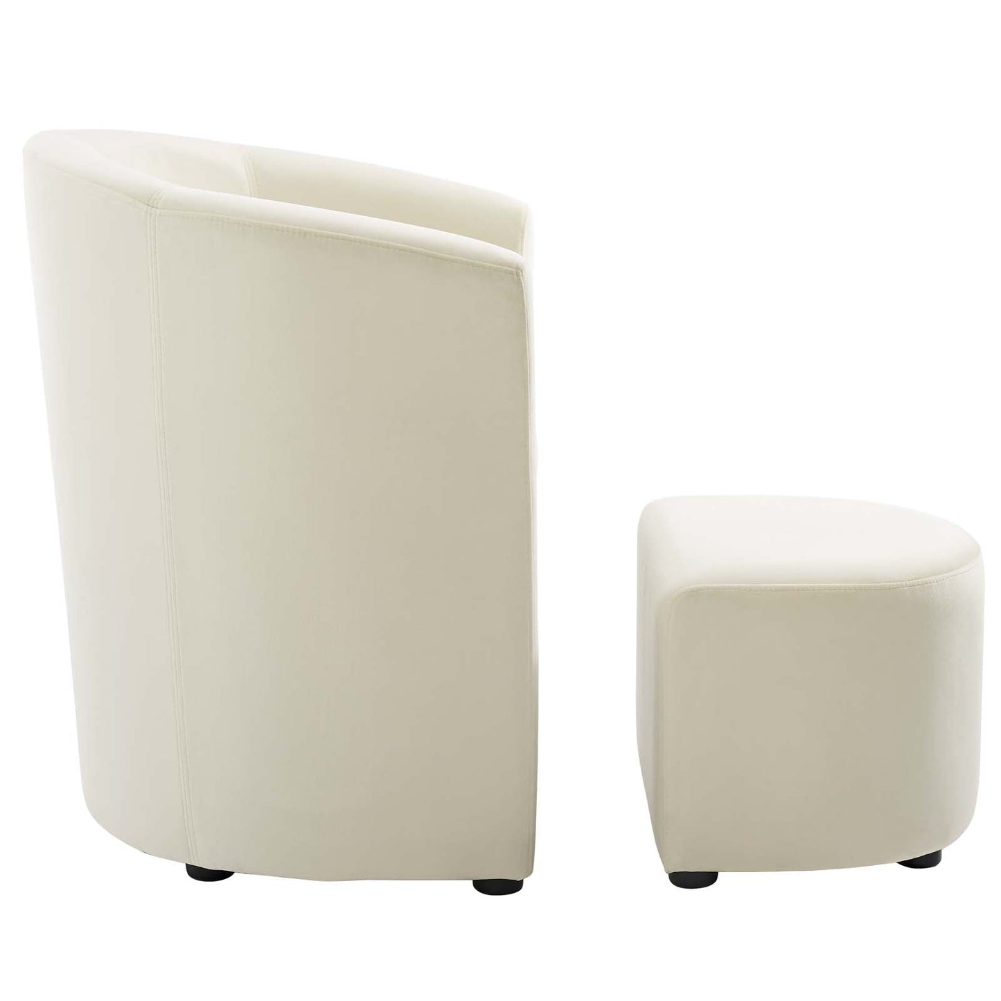 Divulge Performance Velvet Arm Chair and Ottoman Set Ivory EEI-3607-IVO