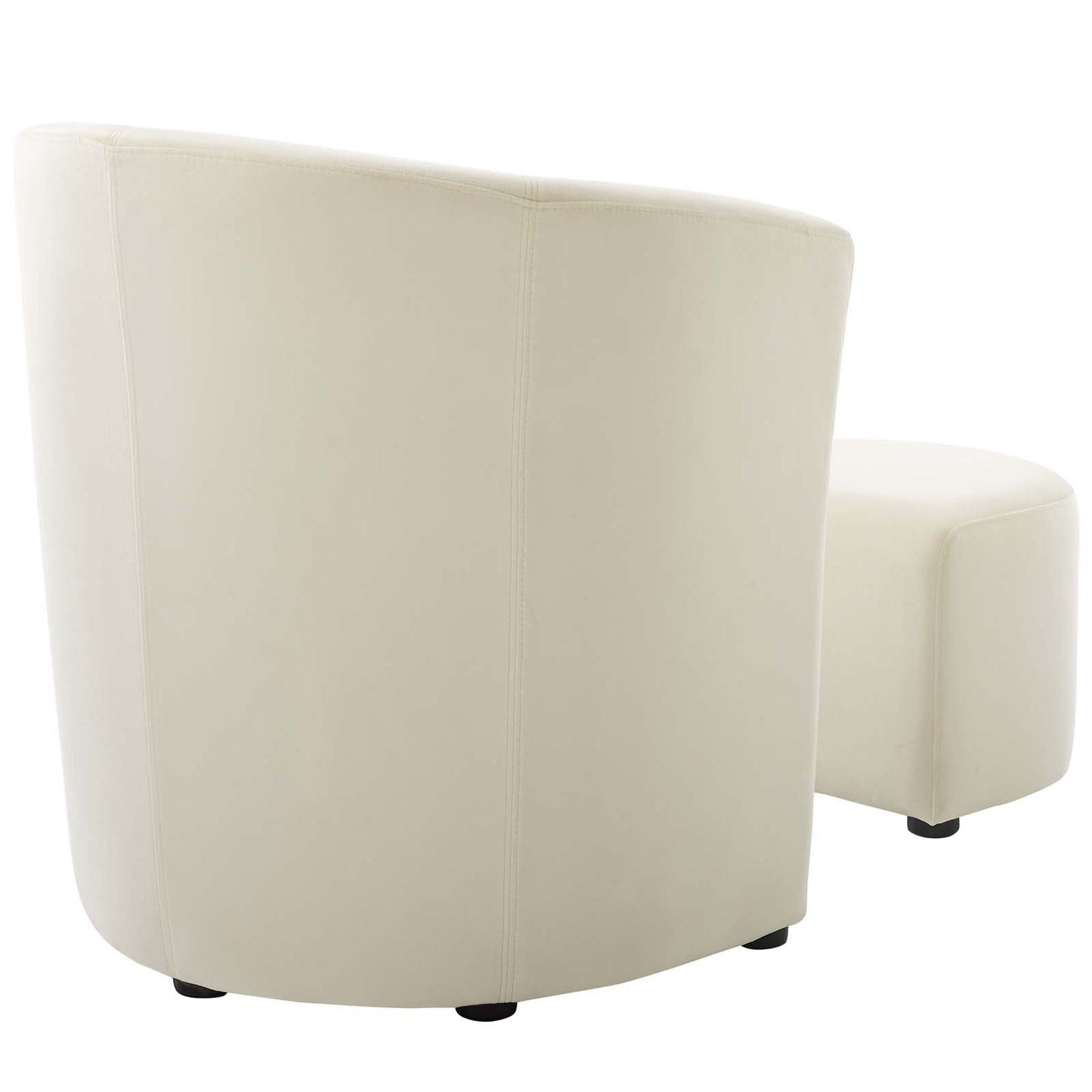 Divulge Performance Velvet Arm Chair and Ottoman Set Ivory EEI-3607-IVO