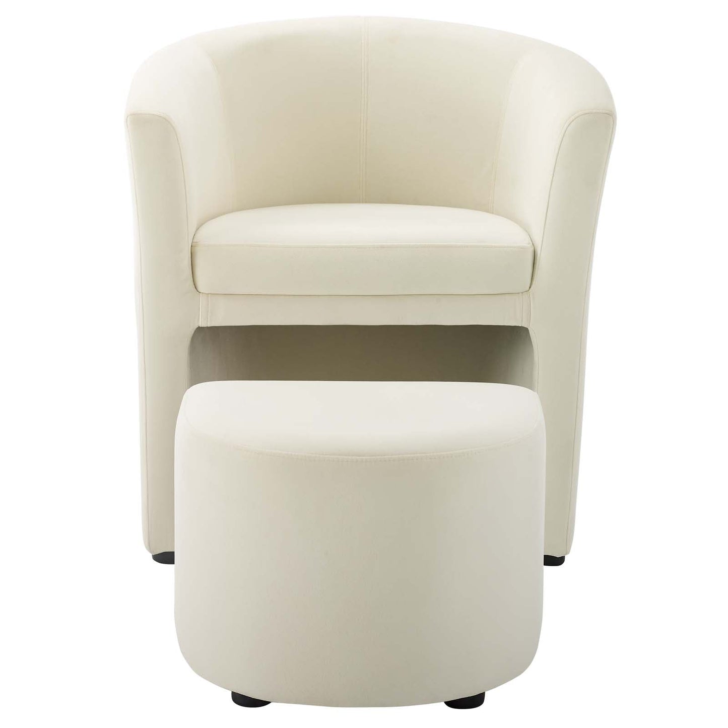 Divulge Performance Velvet Arm Chair and Ottoman Set Ivory EEI-3607-IVO