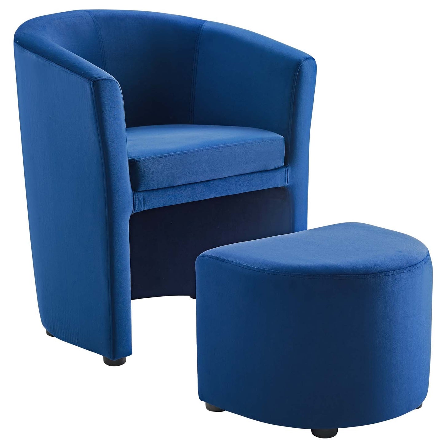 Divulge Performance Velvet Arm Chair and Ottoman Set Navy EEI-3607-NAV