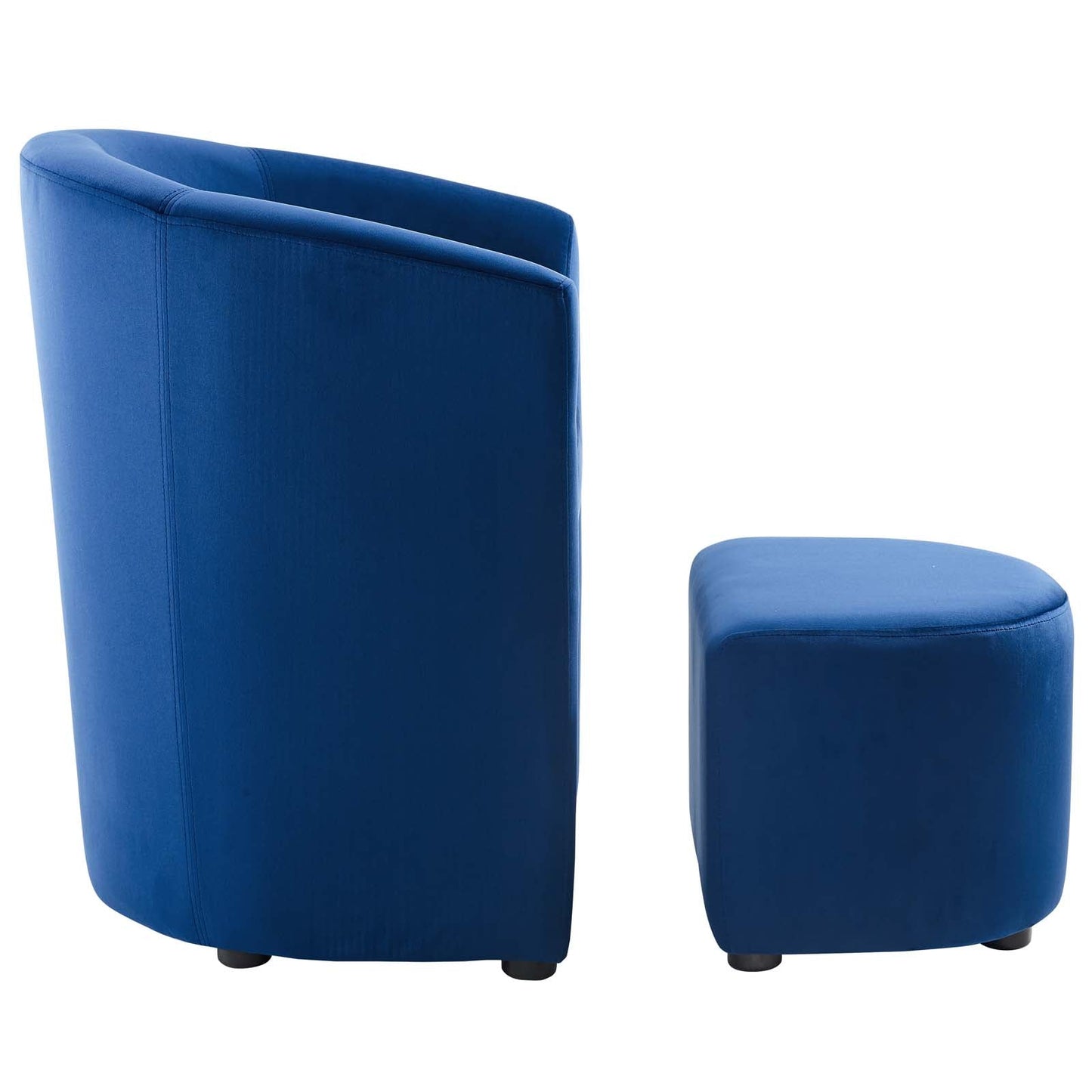 Divulge Performance Velvet Arm Chair and Ottoman Set Navy EEI-3607-NAV