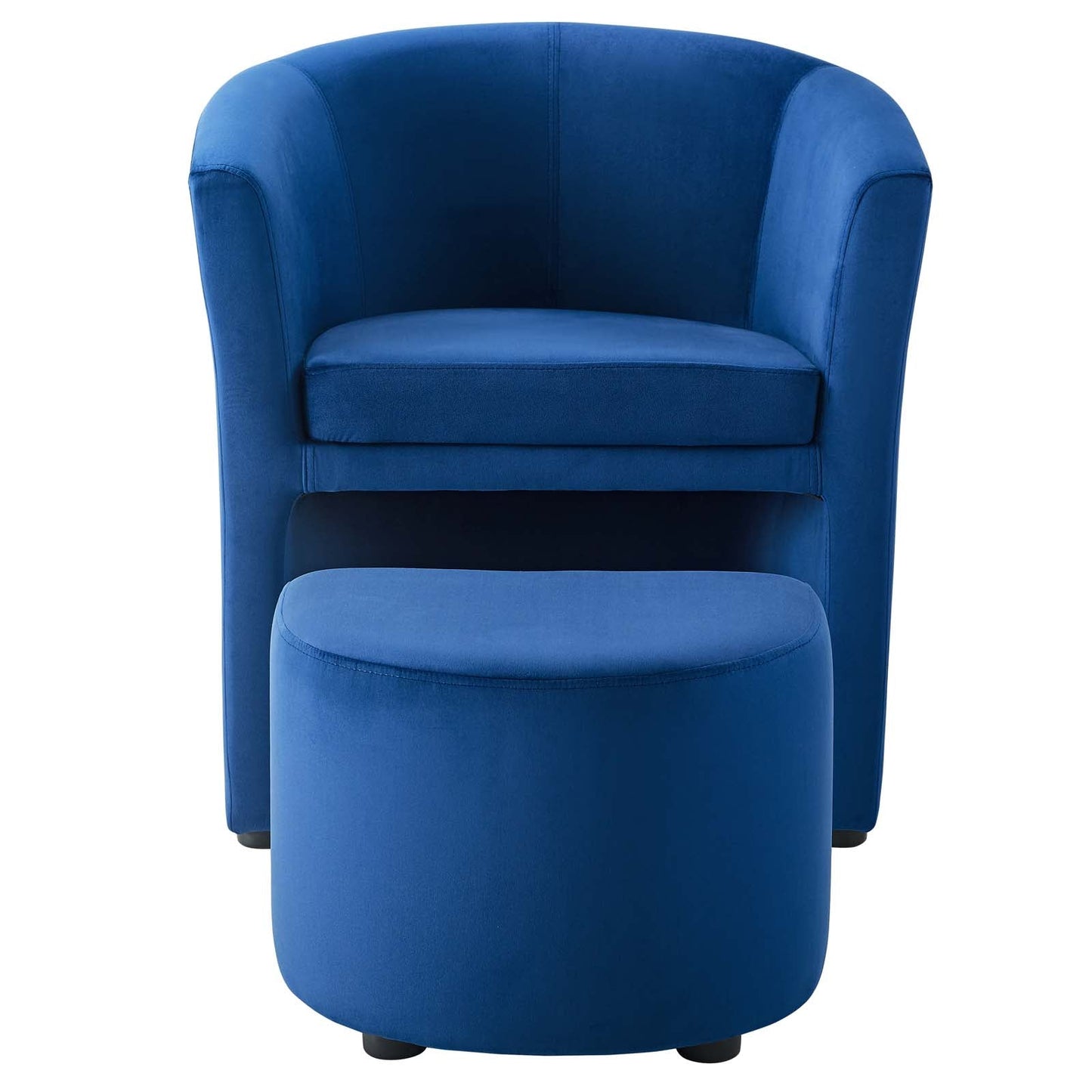 Divulge Performance Velvet Arm Chair and Ottoman Set Navy EEI-3607-NAV