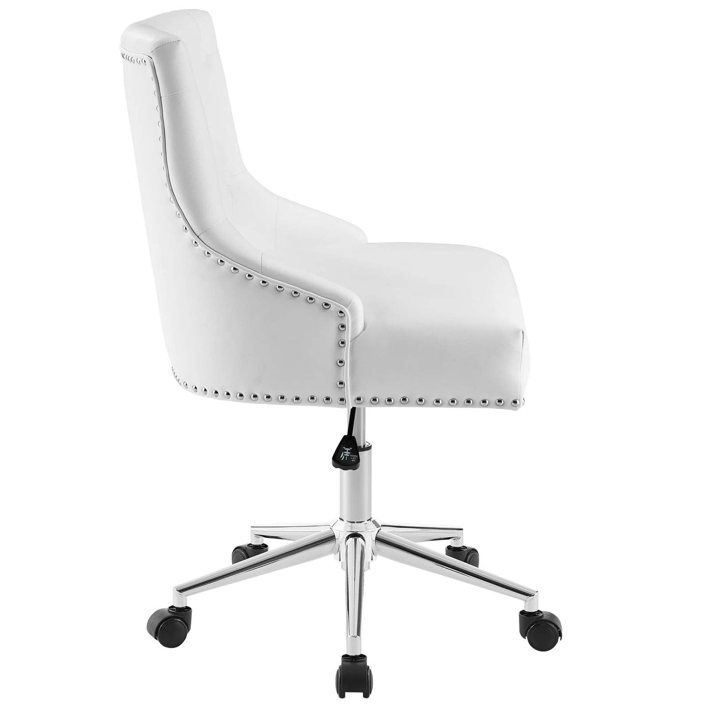 Regent Tufted Button Swivel Faux Leather Office Chair White EEI-3608-WHI