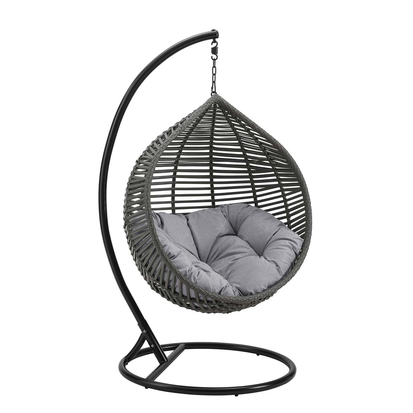 Garner Teardrop Outdoor Patio Swing Chair Gray Gray EEI-3614-GRY-GRY