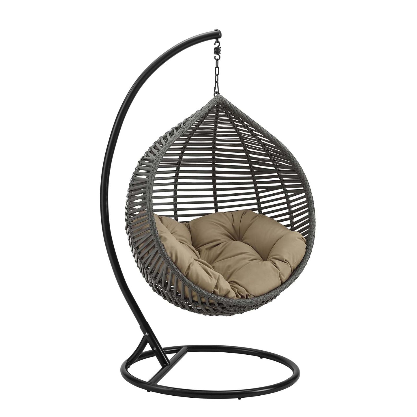 Garner Teardrop Outdoor Patio Swing Chair Gray Mocha EEI-3614-GRY-MOC