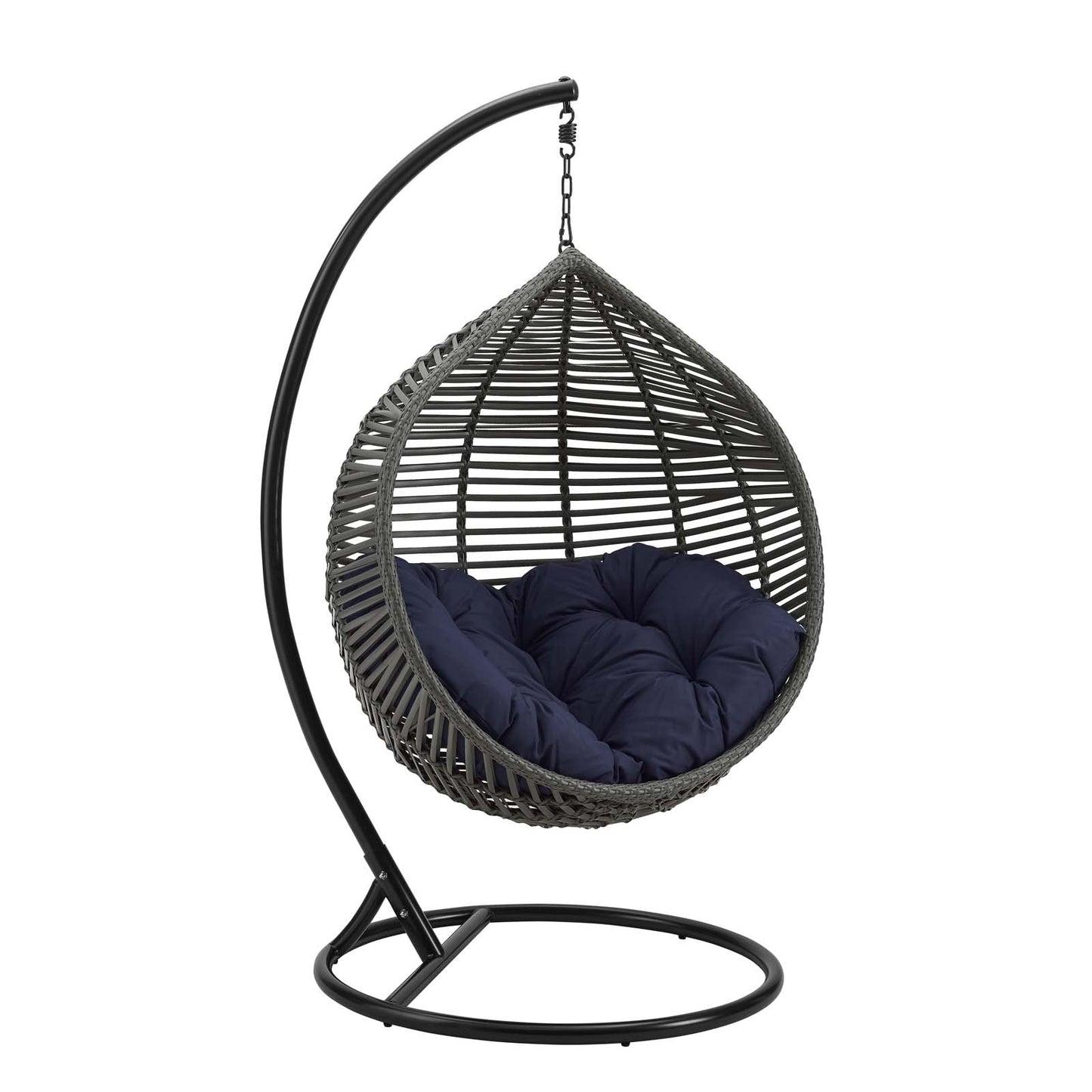 Garner Teardrop Outdoor Patio Swing Chair Gray Navy EEI-3614-GRY-NAV