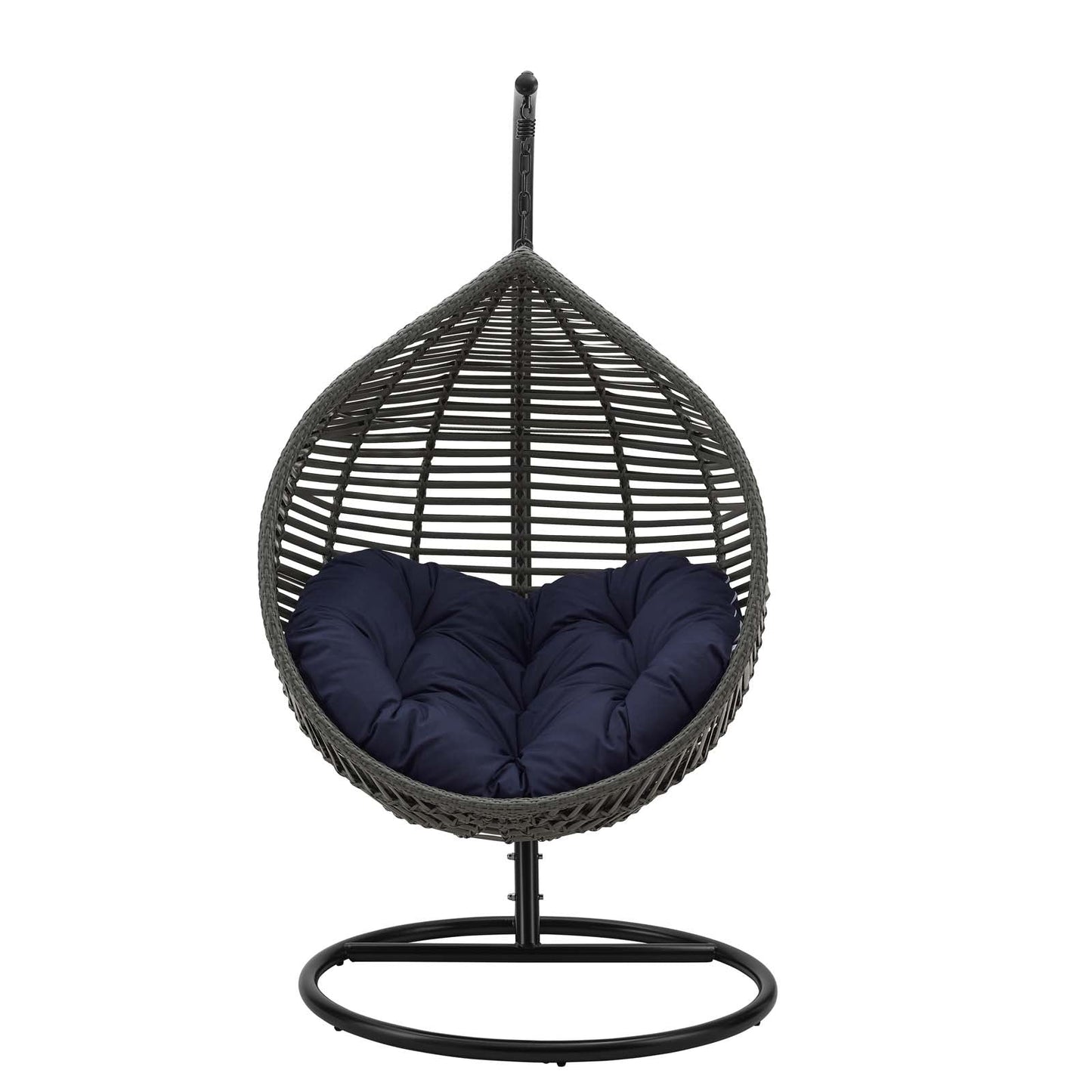 Garner Teardrop Outdoor Patio Swing Chair Gray Navy EEI-3614-GRY-NAV