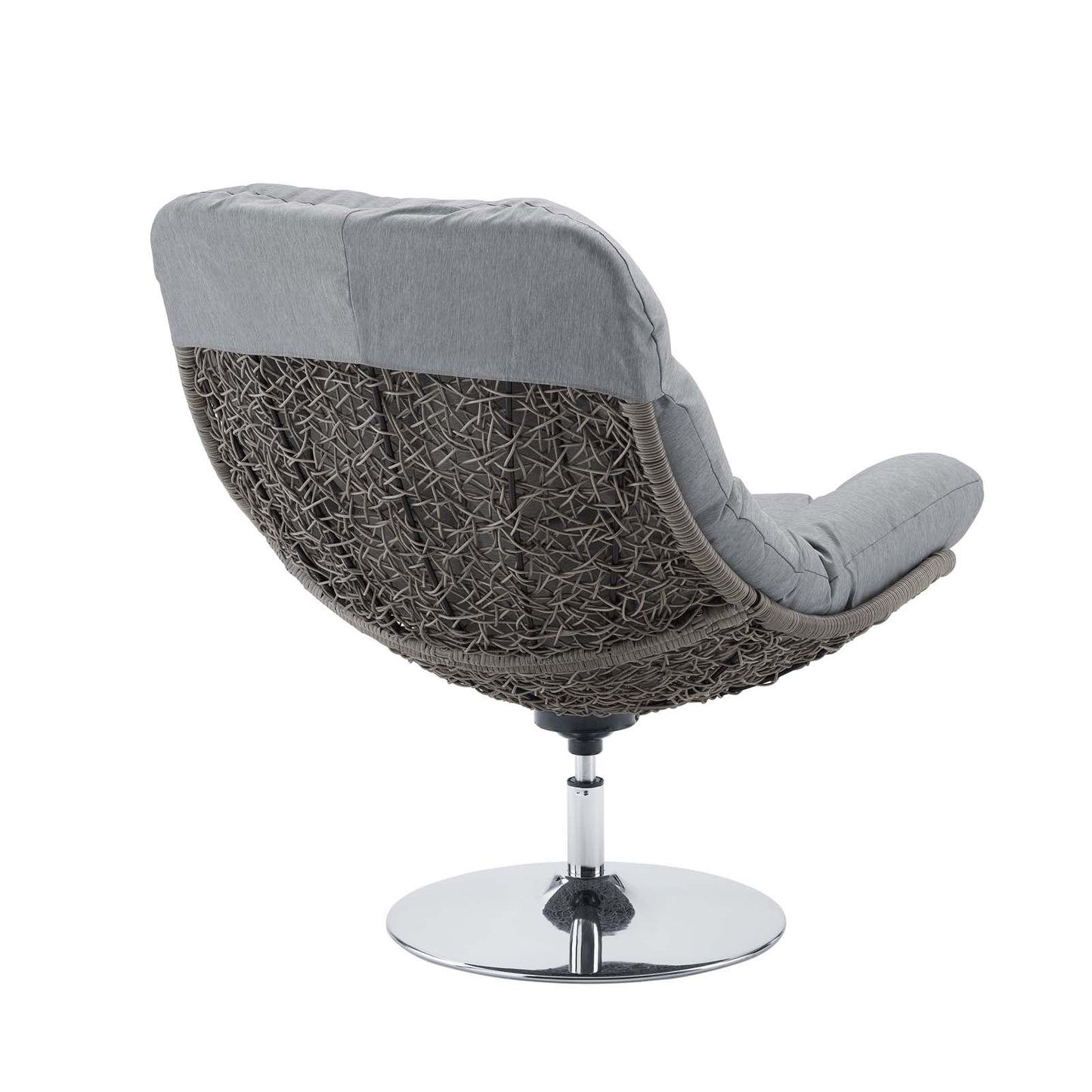 Brighton Wicker Rattan Outdoor Patio Swivel Lounge Chair Light Gray Gray EEI-3616-LGR-GRY