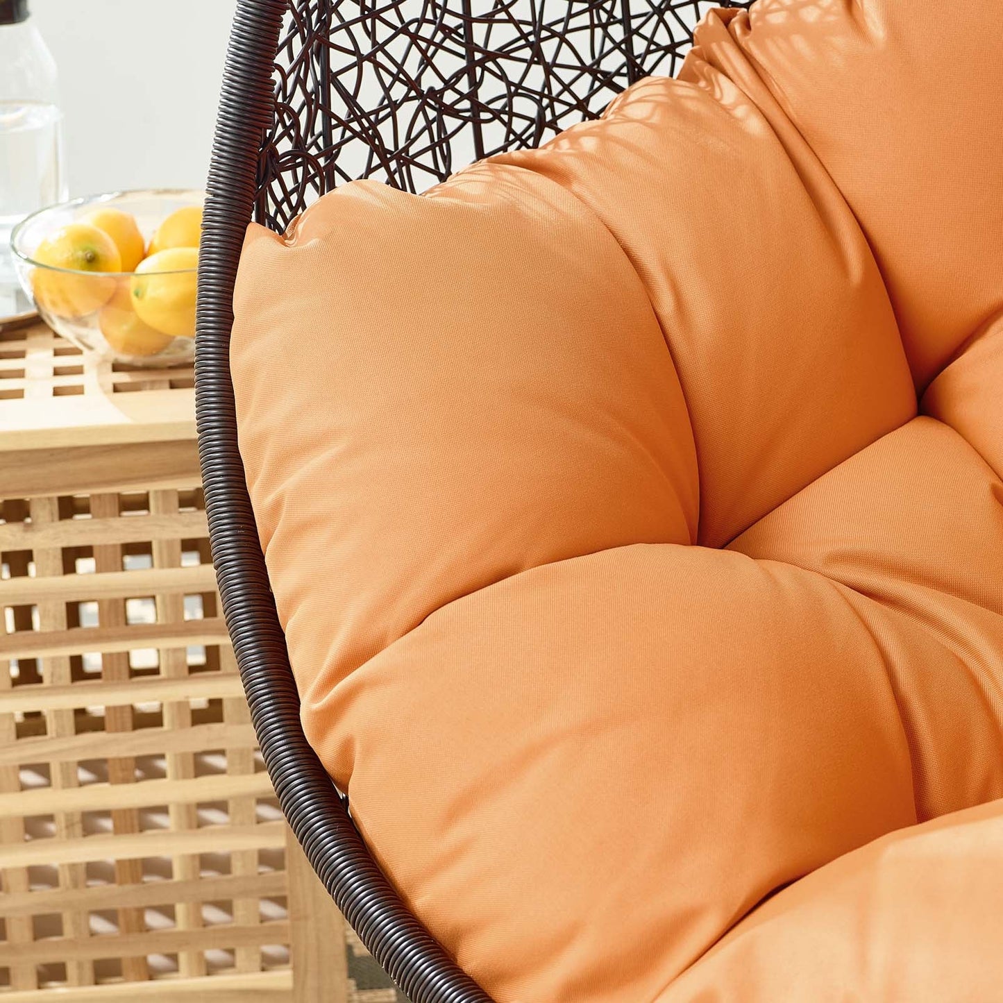 Encase Swing Outdoor Patio Lounge Chair Without Stand Black Orange EEI-3636-BLK-ORA