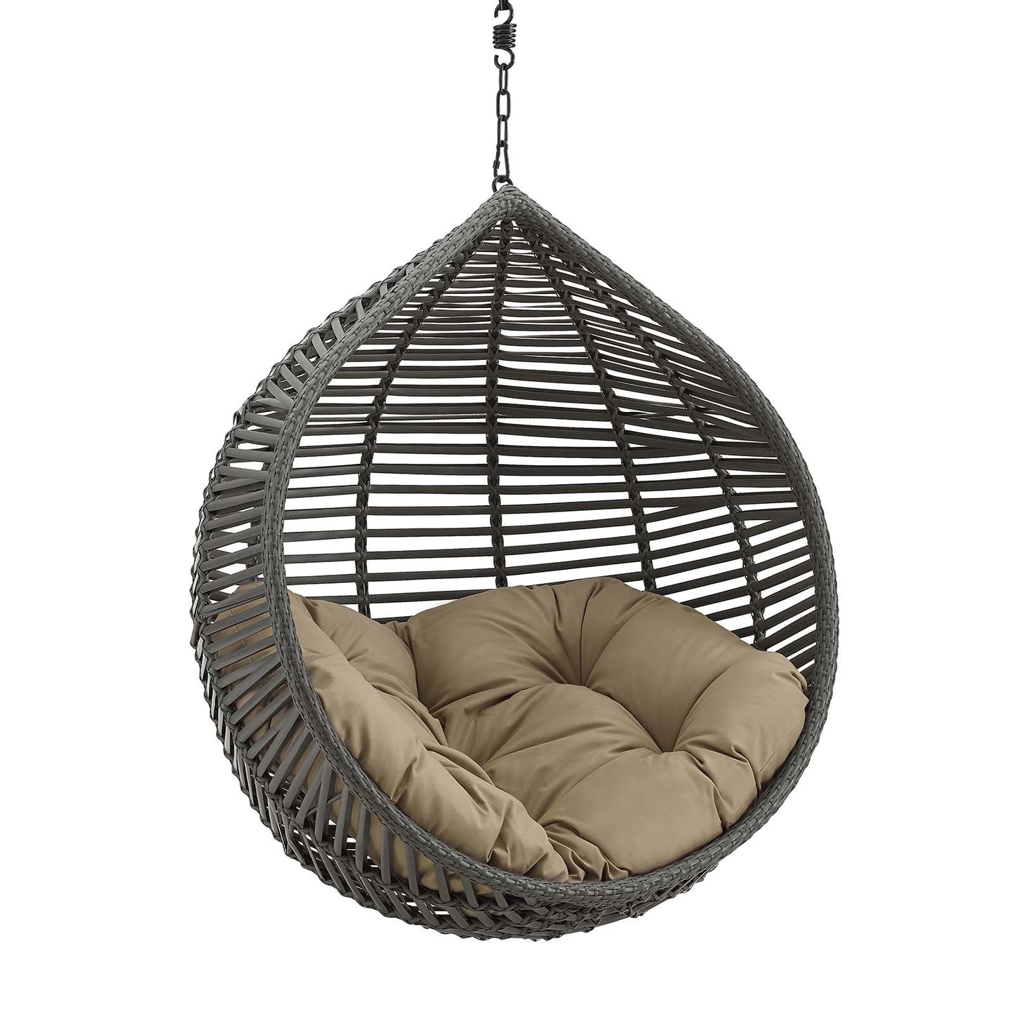 Garner Teardrop Outdoor Patio Swing Chair Without Stand Gray Mocha EEI-3637-GRY-MOC