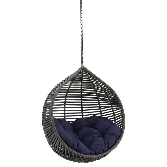 Garner Teardrop Outdoor Patio Swing Chair Without Stand Gray Navy EEI-3637-GRY-NAV