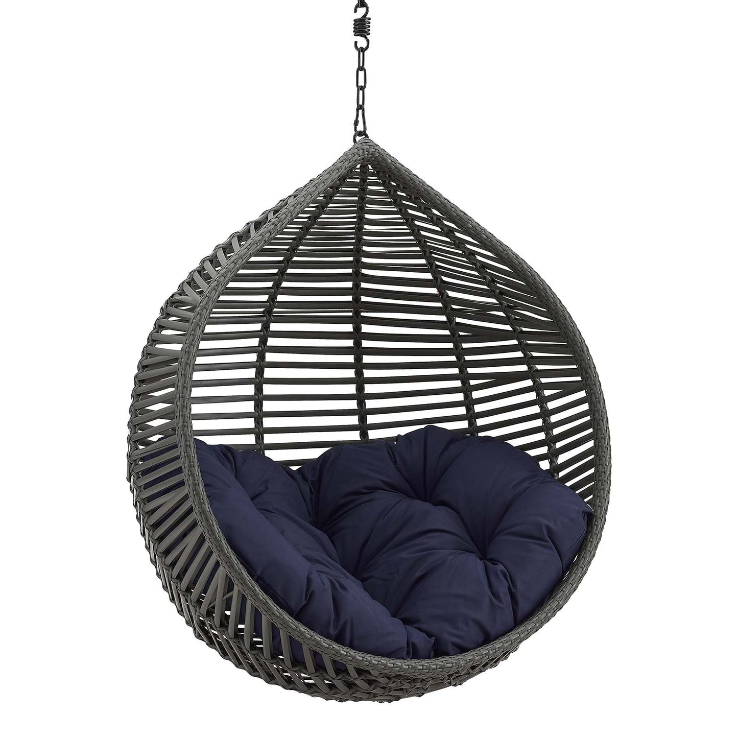 Garner Teardrop Outdoor Patio Swing Chair Without Stand Gray Navy EEI-3637-GRY-NAV