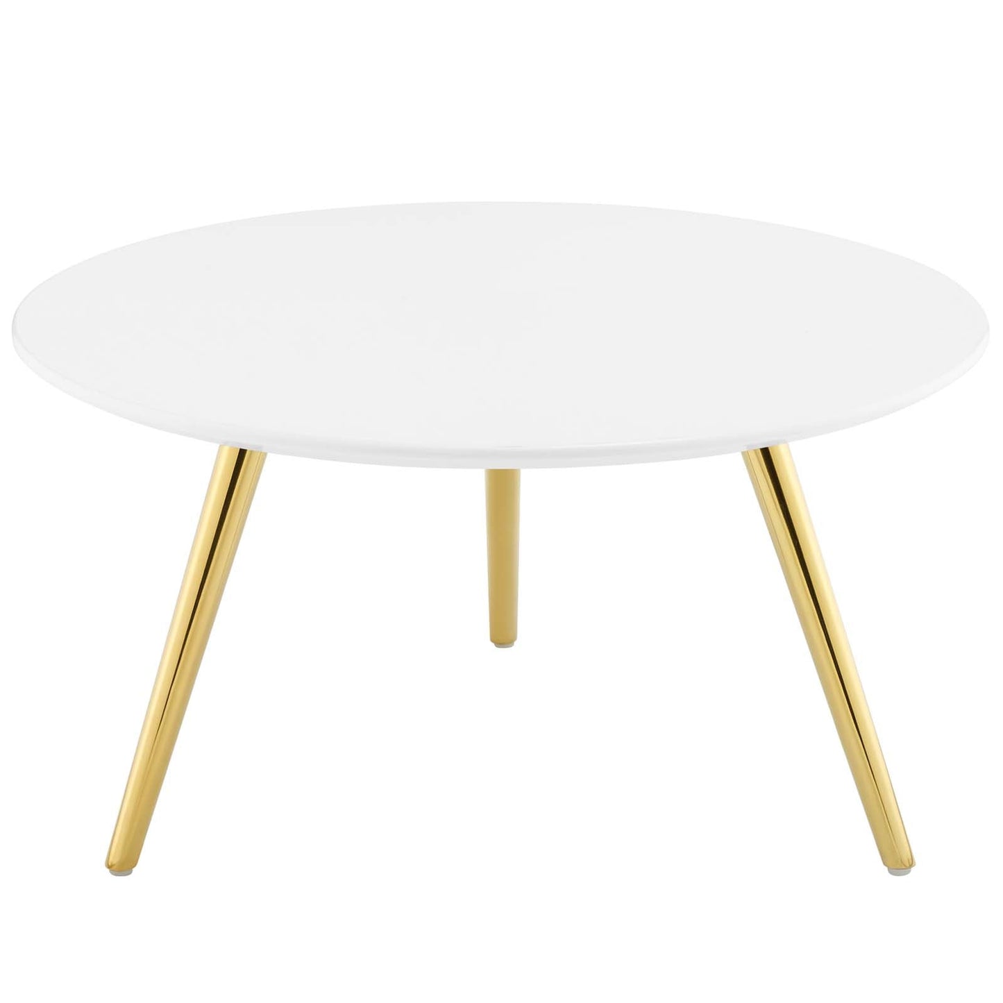 Lippa 28" Round Wood Top Coffee Table with Tripod Base Gold White EEI-3662-GLD-WHI