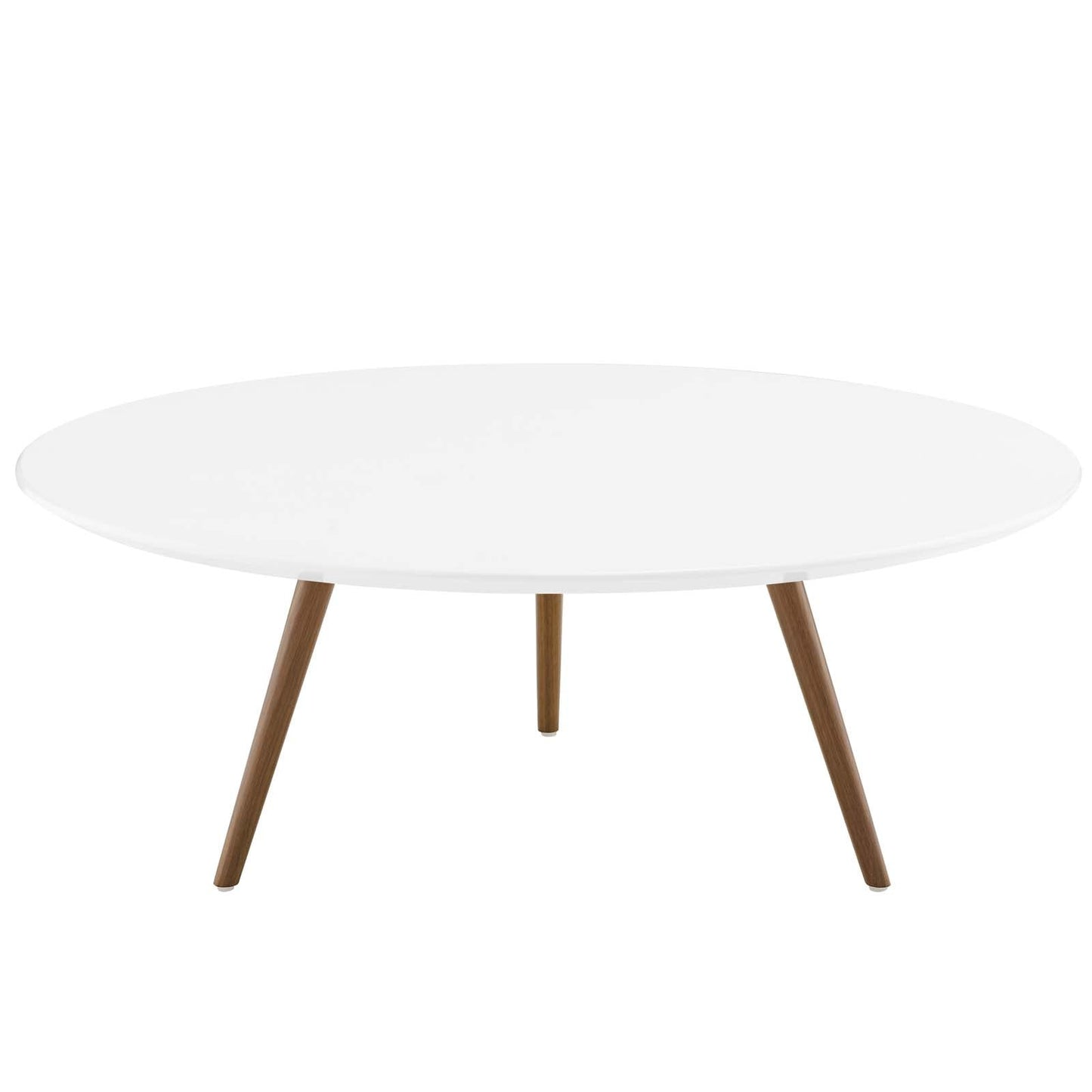 Lippa 40" Round Wood Top Coffee Table with Tripod Base Walnut White EEI-3666-WAL-WHI