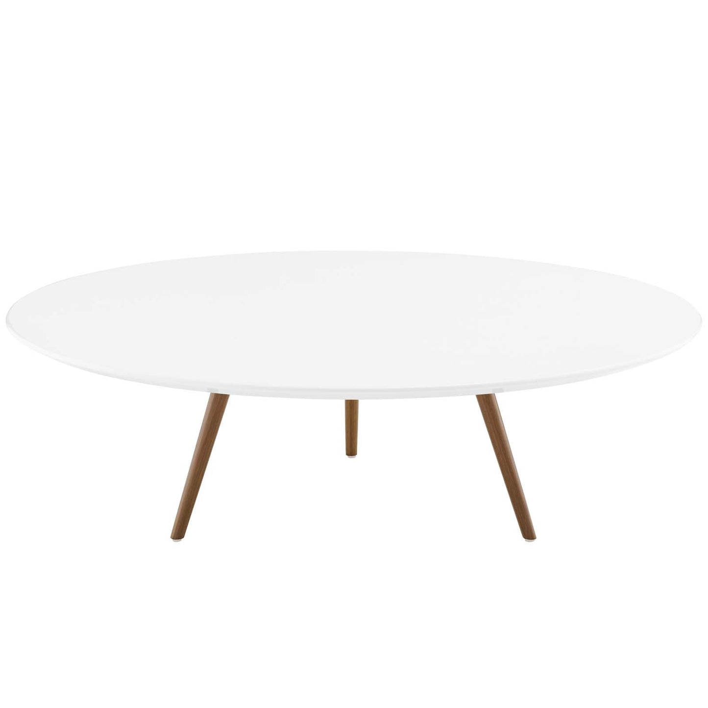 Lippa 47" Round Wood Top Coffee Table with Tripod Base Walnut White EEI-3667-WAL-WHI