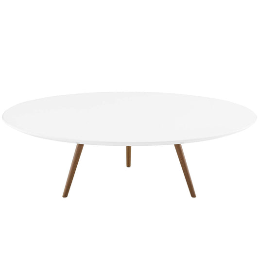 Lippa 47" Round Wood Top Coffee Table with Tripod Base Walnut White EEI-3667-WAL-WHI