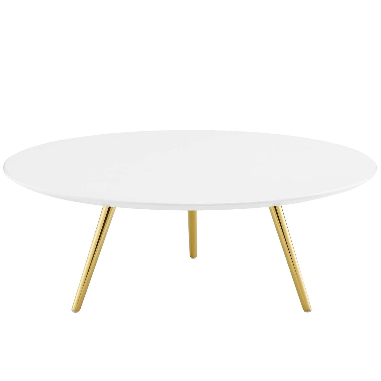 Lippa 40" Round Wood Top Coffee Table with Tripod Base Gold White EEI-3670-GLD-WHI