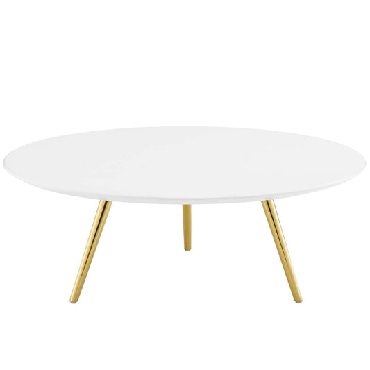 Lippa 40" Round Wood Top Coffee Table with Tripod Base Gold White EEI-3670-GLD-WHI